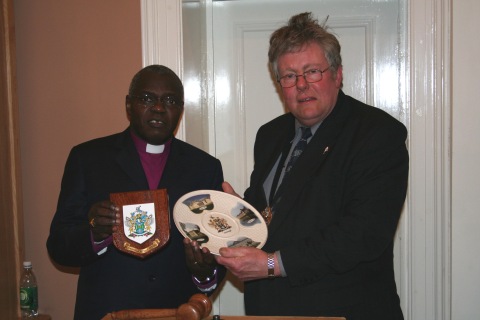 Receiving gifts at the Civic reception in Enniskillen